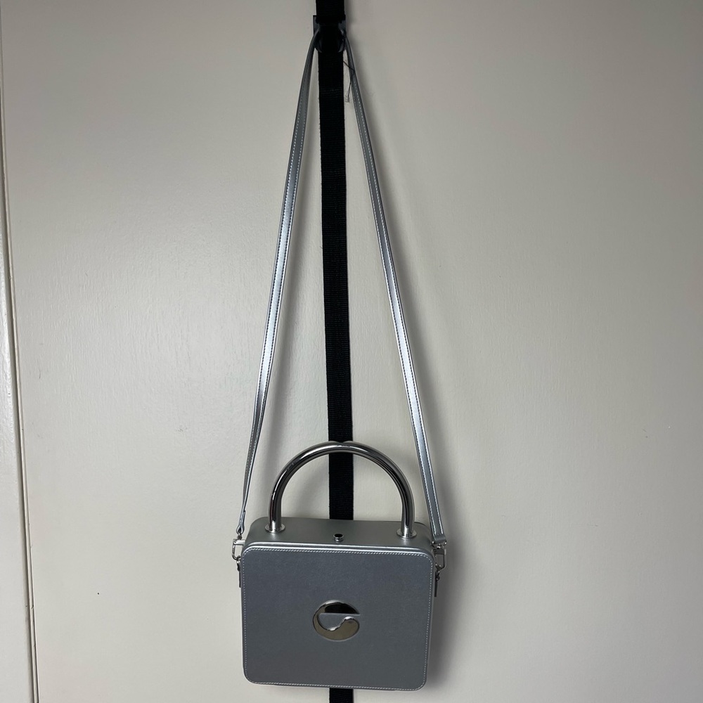 Coperni metallic grey square purse w dustbag